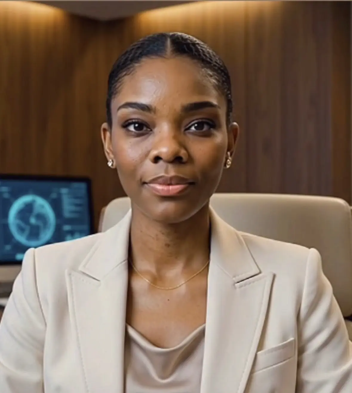 Professional executive portrait of Helena Pedro in a cream blazer