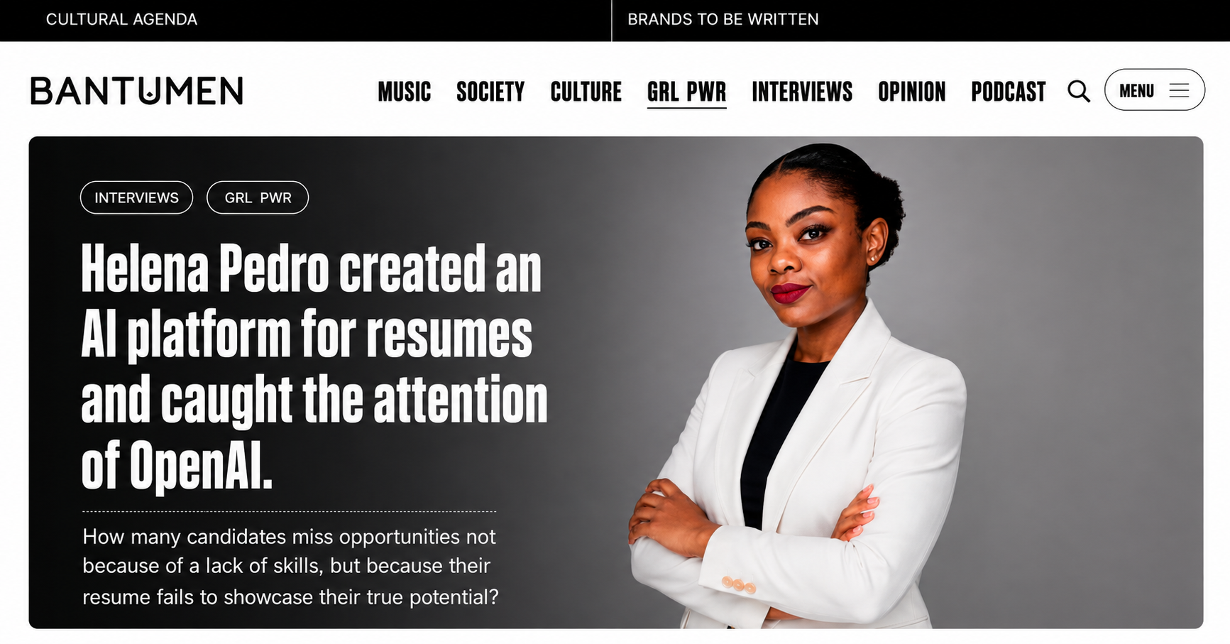 Bantumen feature about Helena Pedro