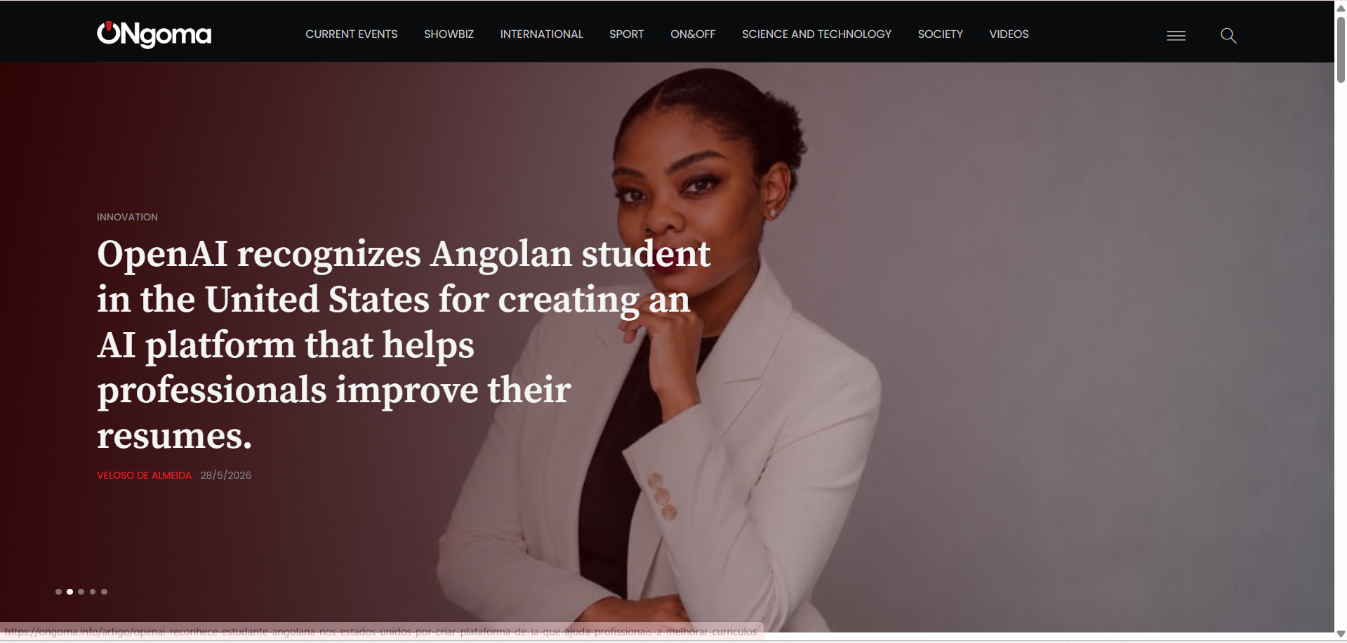 ONgoma News: OpenAI reconhece estudante angolana nos EUA por plataforma de currículos com IA
